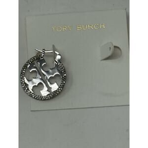 Tory Burch Miller Silver Tone Hinge Hoop Earring only one